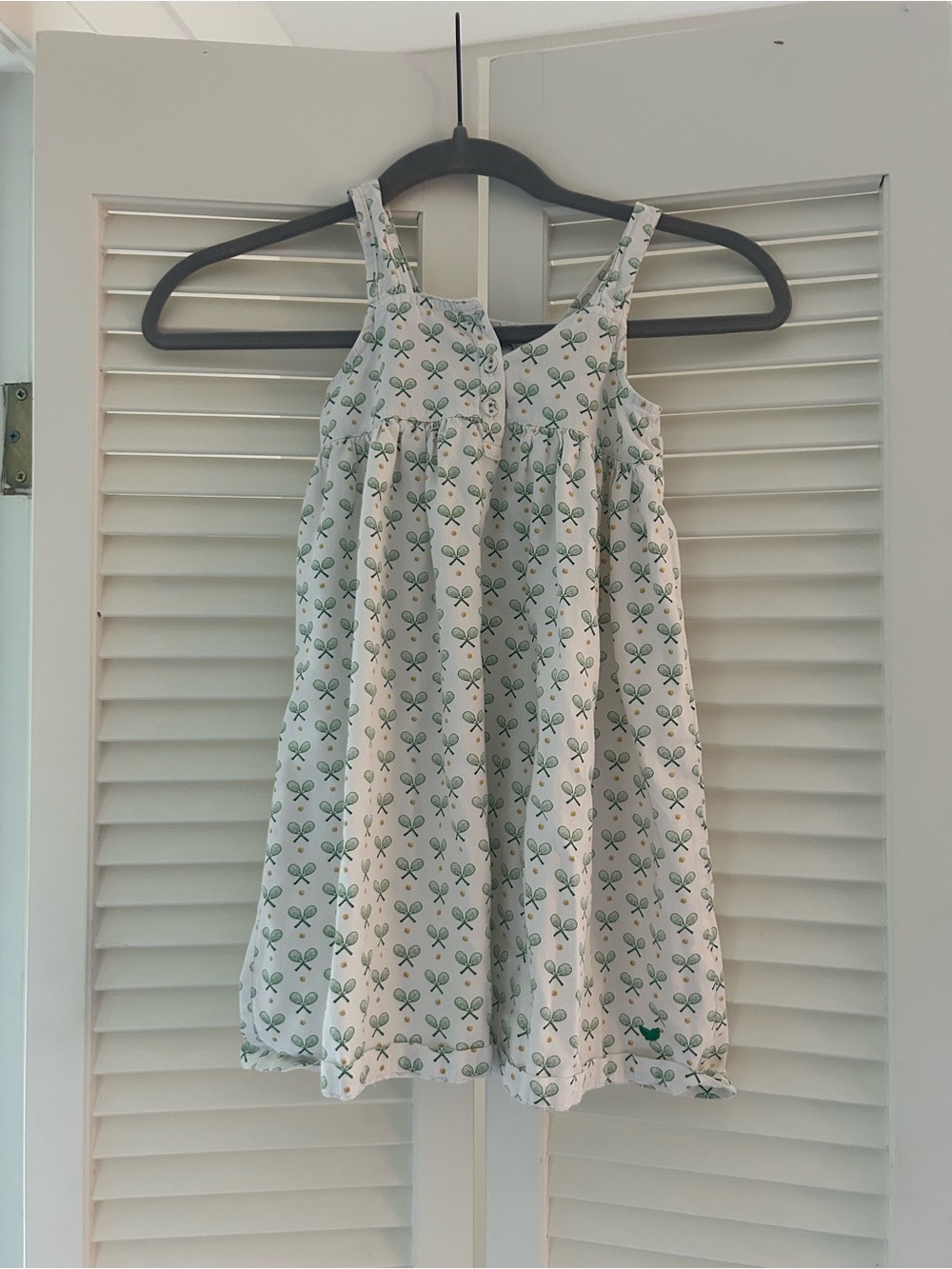 Petite Plume Girls Tennis Print Cotton Nightgown Sleeveless White Green Size 4T